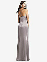 Rear View Thumbnail - Cashmere Gray Cowl-Neck Criss Cross Back Slip Dress