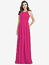 Front View Thumbnail - Think Pink Criss Cross Back Crepe Halter Dress with Pockets