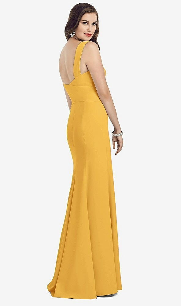 Back View - NYC Yellow Sleeveless Seamed Bodice Trumpet Gown