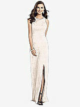 Front View Thumbnail - Rose Gold Sleeveless Scoop Neck Metallic Trumpet Gown