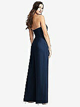 Rear View Thumbnail - Midnight Navy Strapless Notch Crepe Jumpsuit with Pockets