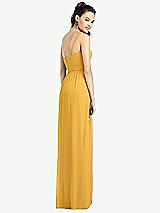 Rear View Thumbnail - NYC Yellow Slim Spaghetti Strap Chiffon Dress with Front Slit 