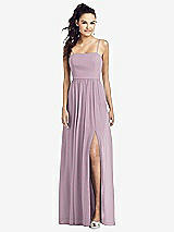 Front View Thumbnail - Suede Rose Slim Spaghetti Strap Chiffon Dress with Front Slit 