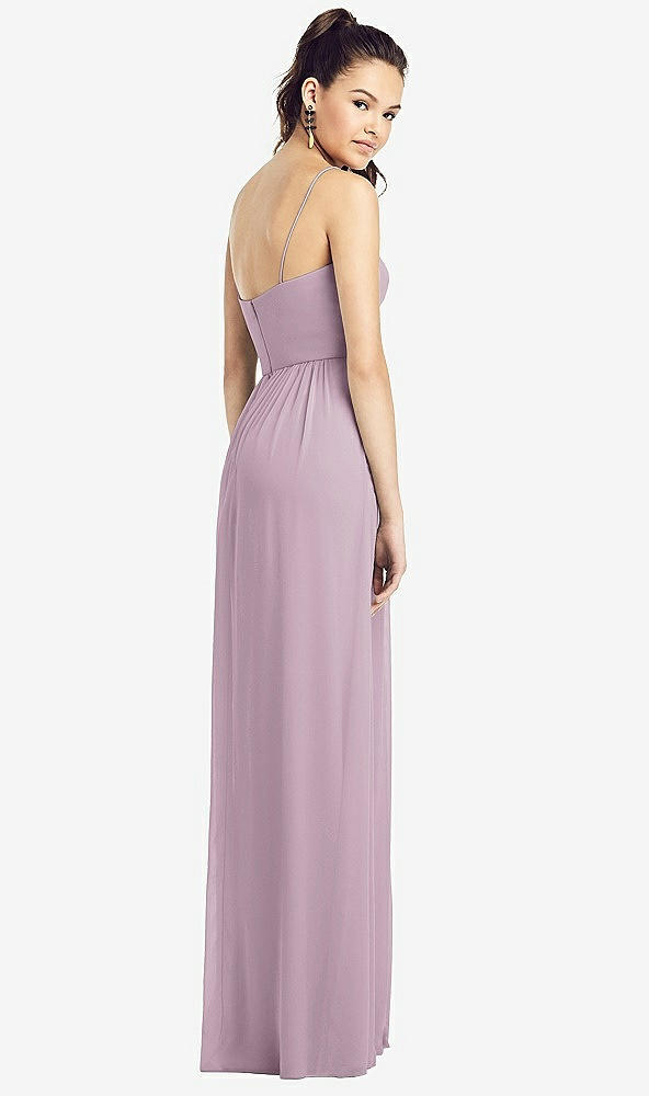 Back View - Suede Rose Slim Spaghetti Strap Chiffon Dress with Front Slit 