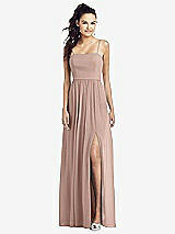 Front View Thumbnail - Bliss Slim Spaghetti Strap Chiffon Dress with Front Slit 