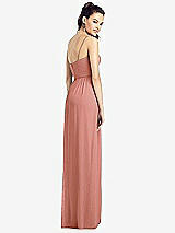 Rear View Thumbnail - Desert Rose Slim Spaghetti Strap Chiffon Dress with Front Slit 