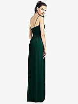 Rear View Thumbnail - Evergreen Slim Spaghetti Strap Chiffon Dress with Front Slit 