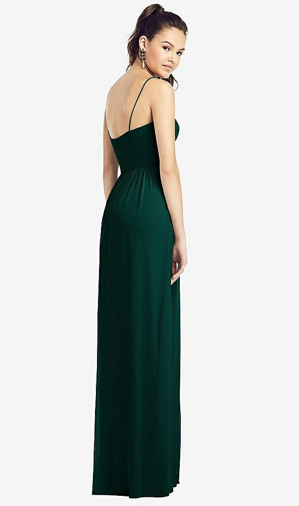 Back View - Evergreen Slim Spaghetti Strap Chiffon Dress with Front Slit 