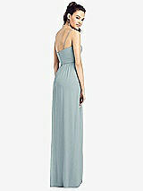 Rear View Thumbnail - Morning Sky Slim Spaghetti Strap Chiffon Dress with Front Slit 