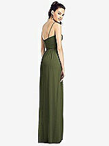 Rear View Thumbnail - Olive Green Slim Spaghetti Strap Chiffon Dress with Front Slit 