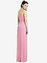 Rear View Thumbnail - Peony Pink Slim Spaghetti Strap Chiffon Dress with Front Slit 