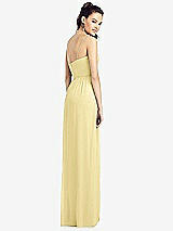 Rear View Thumbnail - Pale Yellow Slim Spaghetti Strap Chiffon Dress with Front Slit 