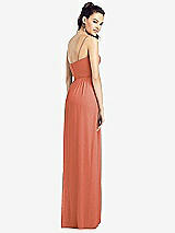 Rear View Thumbnail - Terracotta Copper Slim Spaghetti Strap Chiffon Dress with Front Slit 