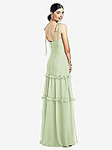 Rear View Thumbnail - Limeade Bowed Tie-Shoulder Chiffon Dress with Tiered Ruffle Skirt