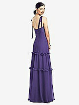 Rear View Thumbnail - Regalia - PANTONE Ultra Violet Bowed Tie-Shoulder Chiffon Dress with Tiered Ruffle Skirt