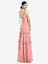 Rear View Thumbnail - Apricot Bowed Tie-Shoulder Chiffon Dress with Tiered Ruffle Skirt
