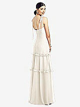 Rear View Thumbnail - Ivory Bowed Tie-Shoulder Chiffon Dress with Tiered Ruffle Skirt