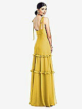 Rear View Thumbnail - Marigold Bowed Tie-Shoulder Chiffon Dress with Tiered Ruffle Skirt