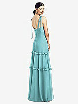 Rear View Thumbnail - Spa Bowed Tie-Shoulder Chiffon Dress with Tiered Ruffle Skirt