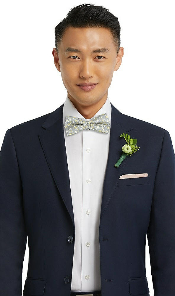 Front View - Platinum/marigold Floral Arnit Floral Jacquard Pre-Tied Bow-Tie