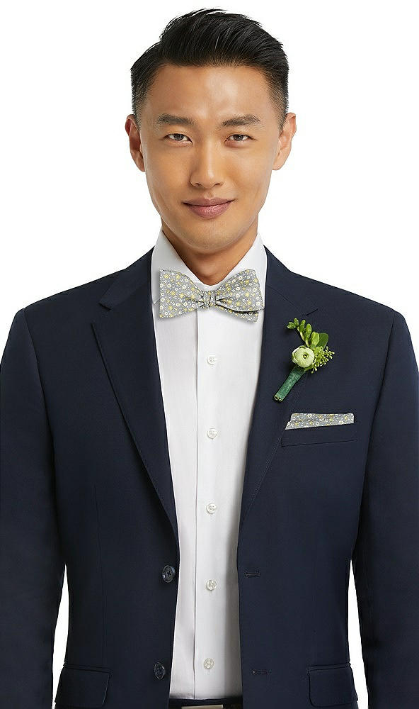 Front View - Platinum/marigold Floral Arnit Floral Jacquard Self-Tie Bow-Tie