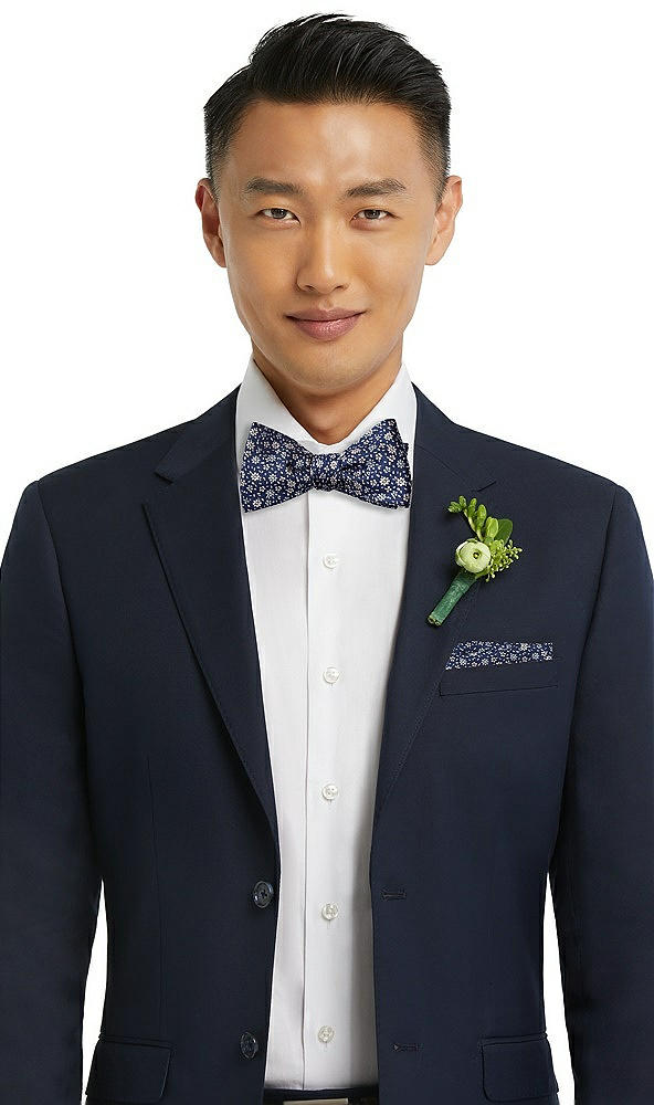 Front View - Sofia Blue/cloudy/blush Arnit Floral Jacquard Pocket Square