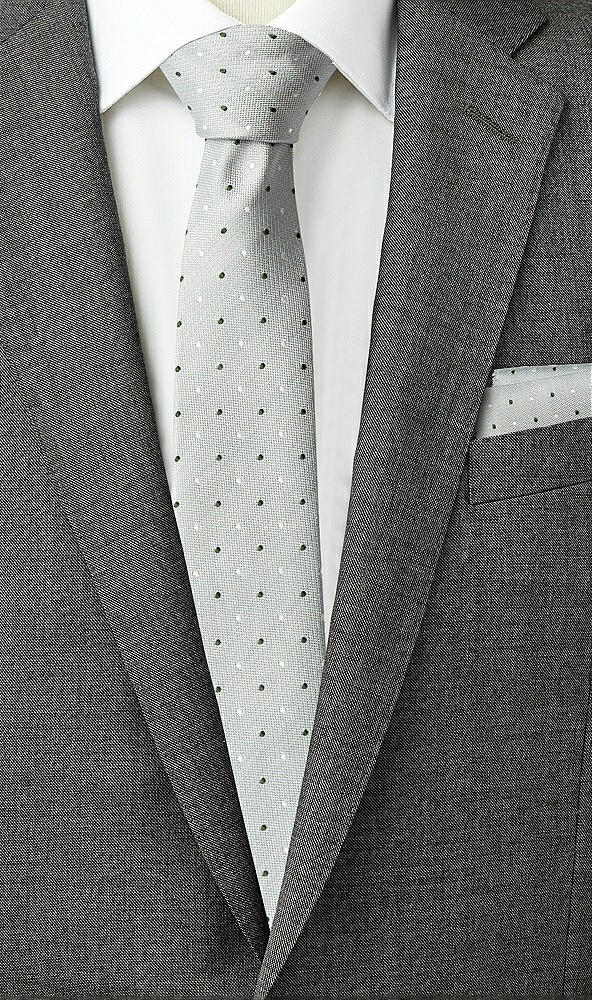 Back View - Willow/vineyard Green/ivory Modern Polka Dot Pocket Square
