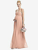 Front View Thumbnail - Pale Peach Strapless Chiffon Shirred Skirt Maternity Dress