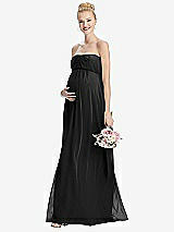 Front View Thumbnail - Black Strapless Chiffon Shirred Skirt Maternity Dress