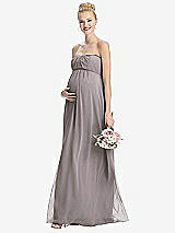 Front View Thumbnail - Cashmere Gray Strapless Chiffon Shirred Skirt Maternity Dress