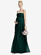 Front View Thumbnail - Evergreen Strapless Chiffon Shirred Skirt Maternity Dress