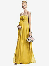 Front View Thumbnail - Marigold Strapless Chiffon Shirred Skirt Maternity Dress