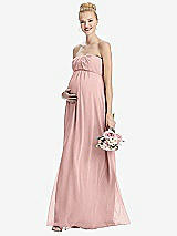 Front View Thumbnail - Rose - PANTONE Rose Quartz Strapless Chiffon Shirred Skirt Maternity Dress