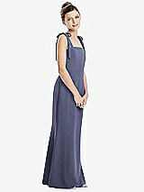 Front View Thumbnail - French Blue Flat Tie-Shoulder Juniors Dress with Trumpet Skirt