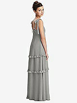 Rear View Thumbnail - Chelsea Gray Tie-Shoulder Juniors Dress with Tiered Ruffle Skirt
