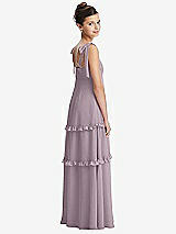 Rear View Thumbnail - Lilac Dusk Tie-Shoulder Juniors Dress with Tiered Ruffle Skirt