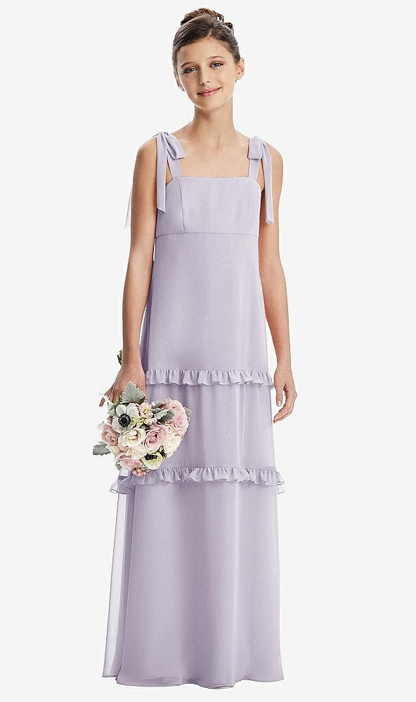 Front View - Moondance Tie-Shoulder Juniors Dress with Tiered Ruffle Skirt