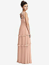 Rear View Thumbnail - Pale Peach Tie-Shoulder Juniors Dress with Tiered Ruffle Skirt