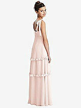 Rear View Thumbnail - Blush Tie-Shoulder Juniors Dress with Tiered Ruffle Skirt