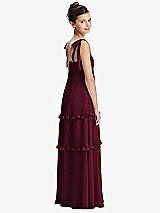 Rear View Thumbnail - Cabernet Tie-Shoulder Juniors Dress with Tiered Ruffle Skirt