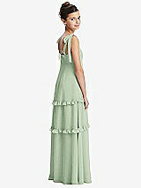 Rear View Thumbnail - Celadon Tie-Shoulder Juniors Dress with Tiered Ruffle Skirt