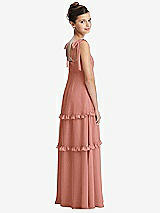 Rear View Thumbnail - Desert Rose Tie-Shoulder Juniors Dress with Tiered Ruffle Skirt