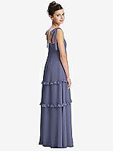 Rear View Thumbnail - French Blue Tie-Shoulder Juniors Dress with Tiered Ruffle Skirt