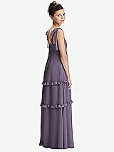 Rear View Thumbnail - Lavender Tie-Shoulder Juniors Dress with Tiered Ruffle Skirt