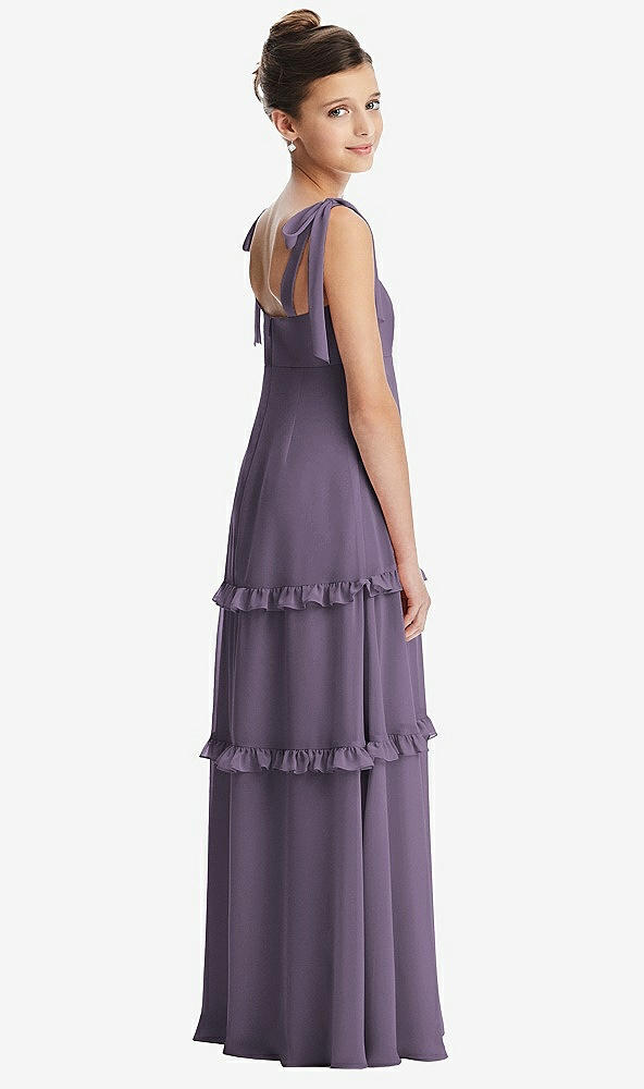 Back View - Lavender Tie-Shoulder Juniors Dress with Tiered Ruffle Skirt