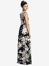 Rear View Thumbnail - Noir Garden Tie-Shoulder Juniors Dress with Tiered Ruffle Skirt