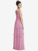 Rear View Thumbnail - Powder Pink Tie-Shoulder Juniors Dress with Tiered Ruffle Skirt
