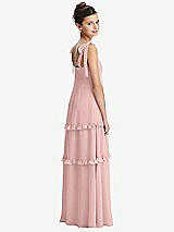 Rear View Thumbnail - Rose - PANTONE Rose Quartz Tie-Shoulder Juniors Dress with Tiered Ruffle Skirt