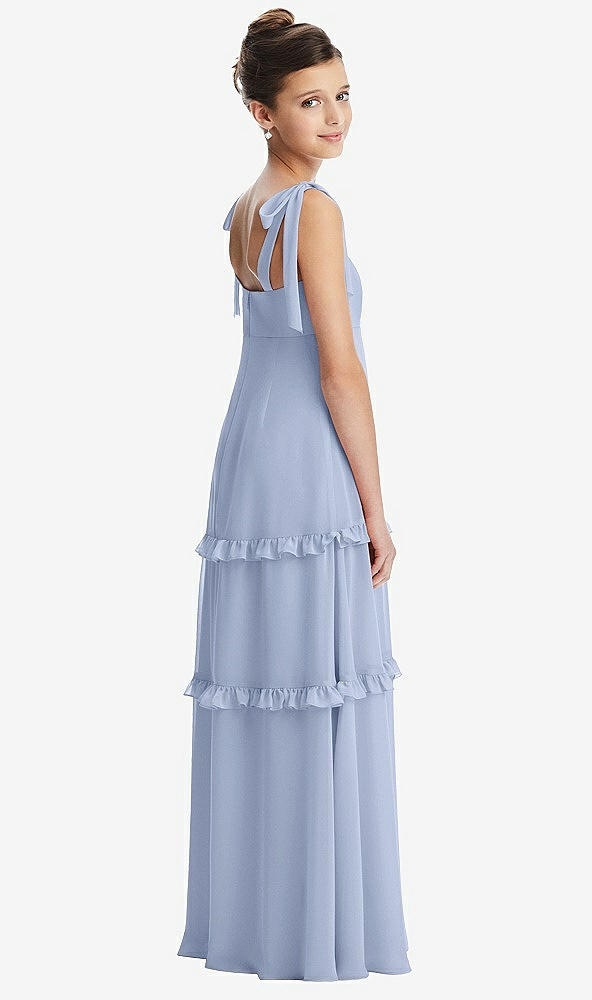 Back View - Sky Blue Tie-Shoulder Juniors Dress with Tiered Ruffle Skirt