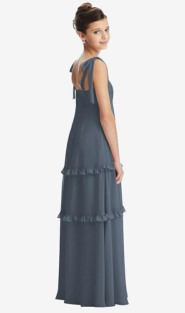 Back View - Silverstone Tie-Shoulder Juniors Dress with Tiered Ruffle Skirt